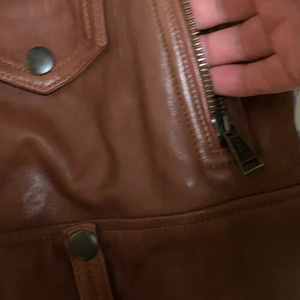 Ralph Lauren Buttery Soft Lamb Leather Motto jacket Sz 2 Brown $769 - Picture 5 of 5